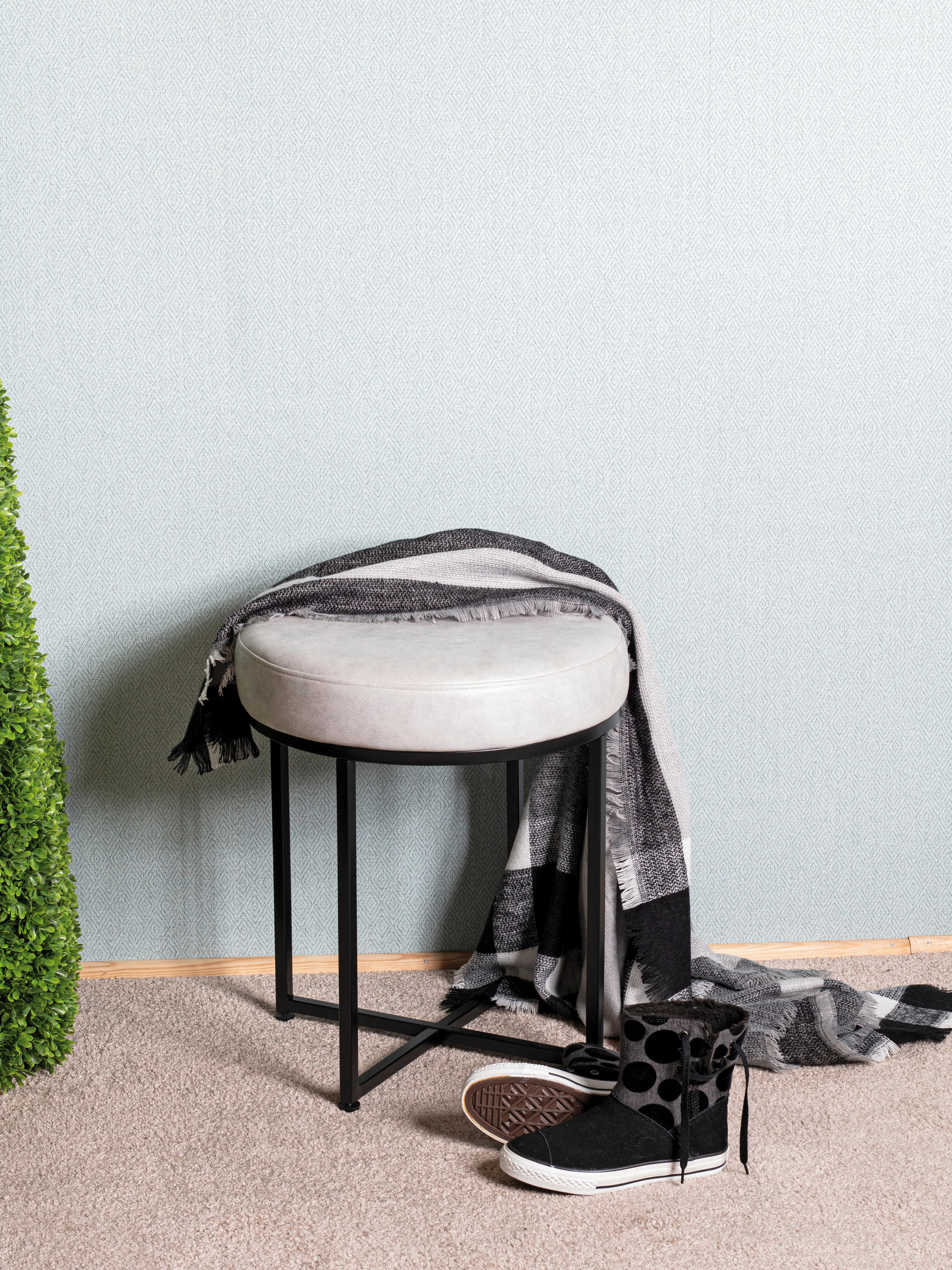 HOCKER in Metall, Textil, Holzwerkstoff Schwarz, Hellgrau  - Hellgrau/Schwarz, MODERN, Holzwerkstoff/Textil (42/45/42cm)