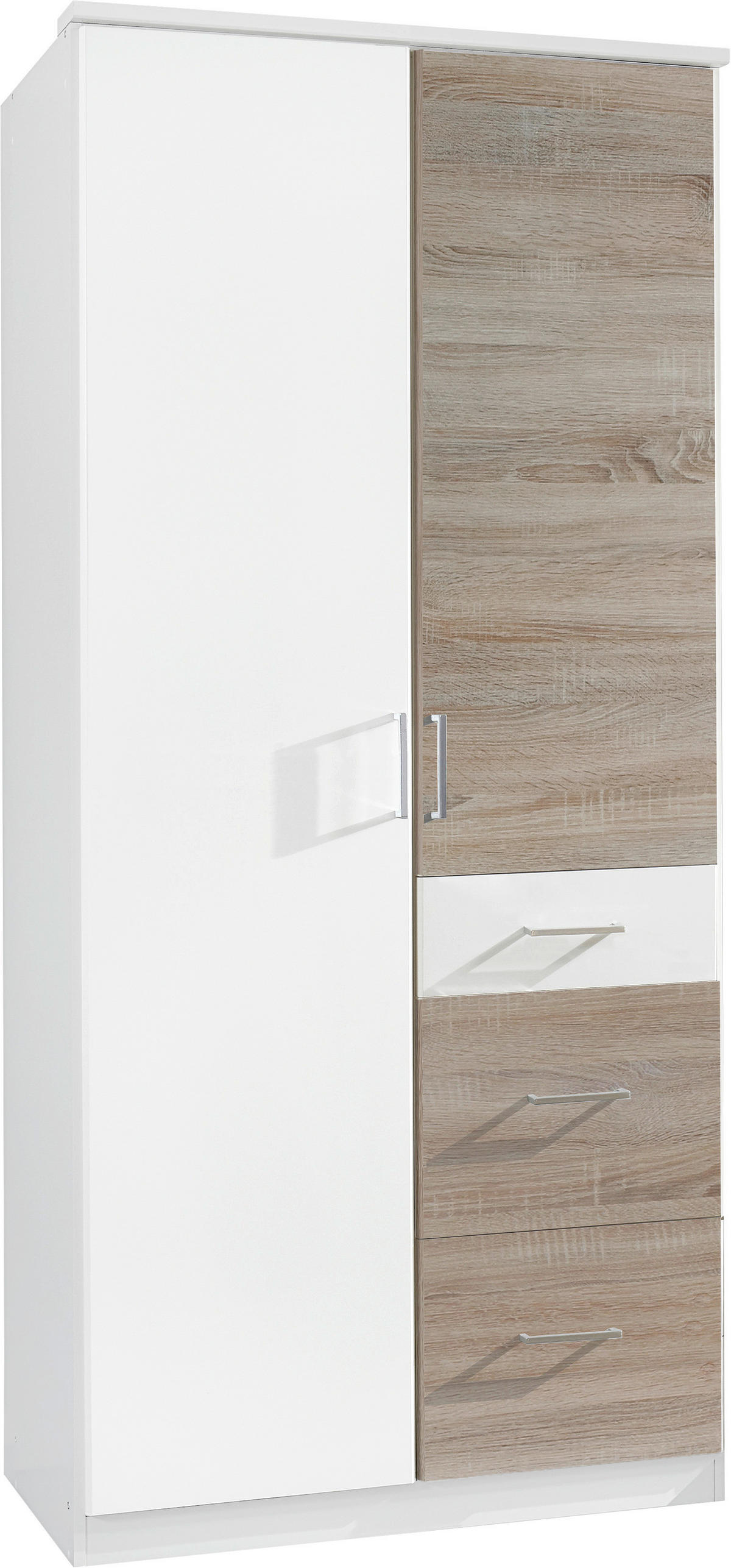 DREHTÜRENSCHRANK 90/199/58 cm 2-türig  - Eichefarben/Silberfarben, KONVENTIONELL, Holzwerkstoff/Kunststoff (90/199/58cm) - Boxxx