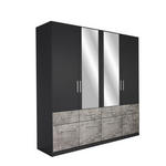 DREHTÜRENSCHRANK 4-türig Grau, Schwarz  - Alufarben/Schwarz, Basics, Holzwerkstoff/Kunststoff (181/197/54cm) - Xora