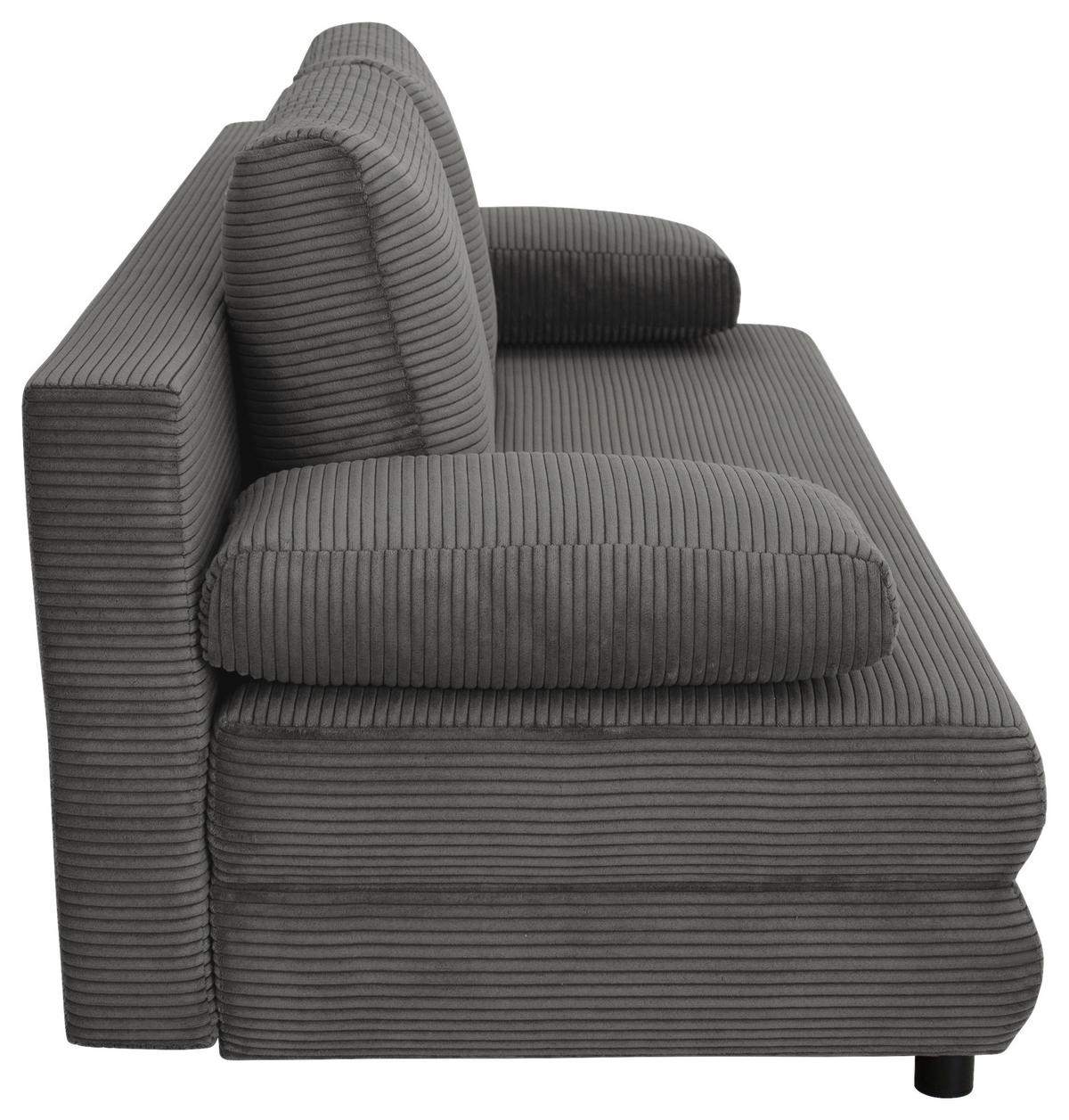 SCHLAFSOFA Cord Dunkelgrau  - Dunkelgrau/Schwarz, Design, Kunststoff/Textil (197/77/81cm) - home24