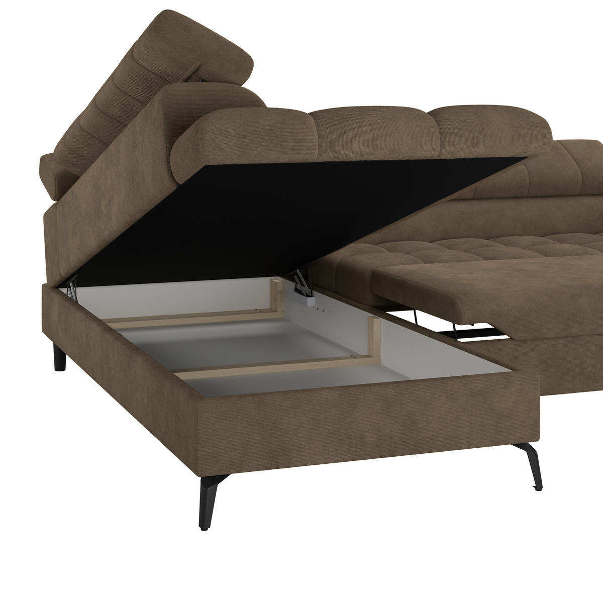 ECKSOFA Braun  - Schwarz/Braun, Trend, Kunststoff/Textil (203/261cm) - Livetastic