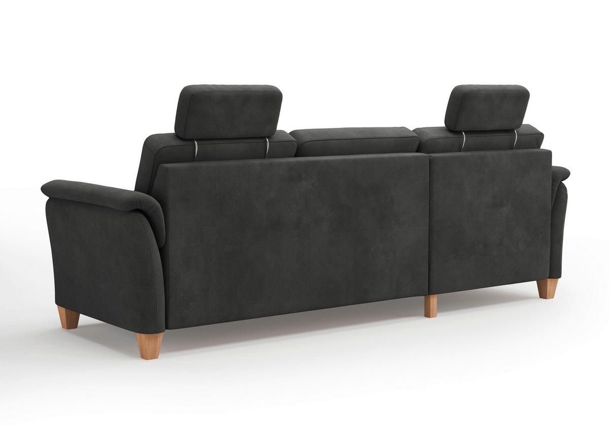 ECKSOFA in Flachgewebe Schwarz  163/244 cm  - Eichefarben/Schwarz, KONVENTIONELL, Holz/Textil (163/244cm) - Sit & More