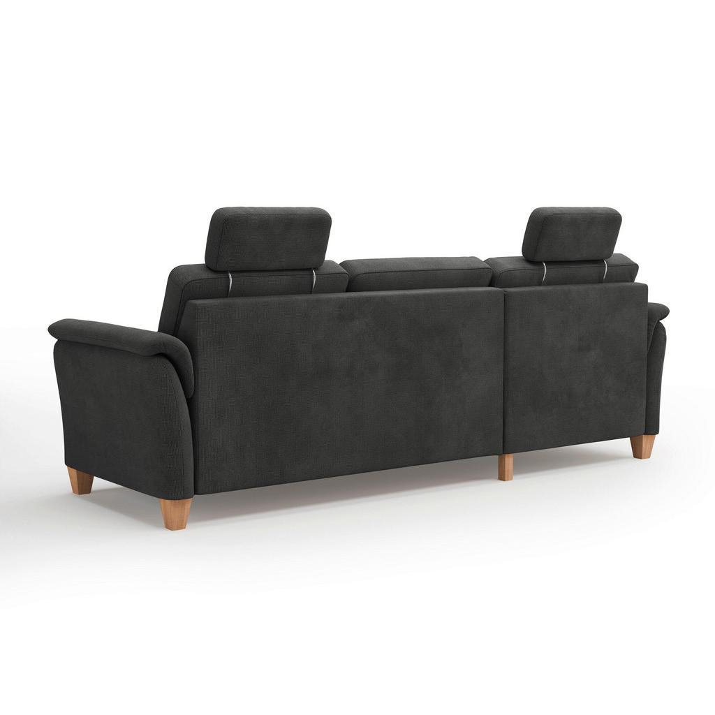 Thumbnail - Sit & More Ecksofa Palmera V, Schwarz, Textil, Buche, 4,5-Sitzer, L-Form, Ottomane links, 244x163 cm, Goldenes M, Oeko-T...