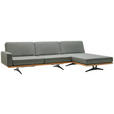 ECKSOFA in Flachgewebe Grau, Grün  - Schwarz/Grau, Natur, Textil/Metall (326/170cm) - Valnatura