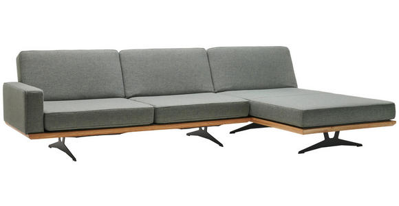 ECKSOFA in Flachgewebe Grau, Grün  - Schwarz/Grau, Natur, Textil/Metall (326/170cm) - Valnatura