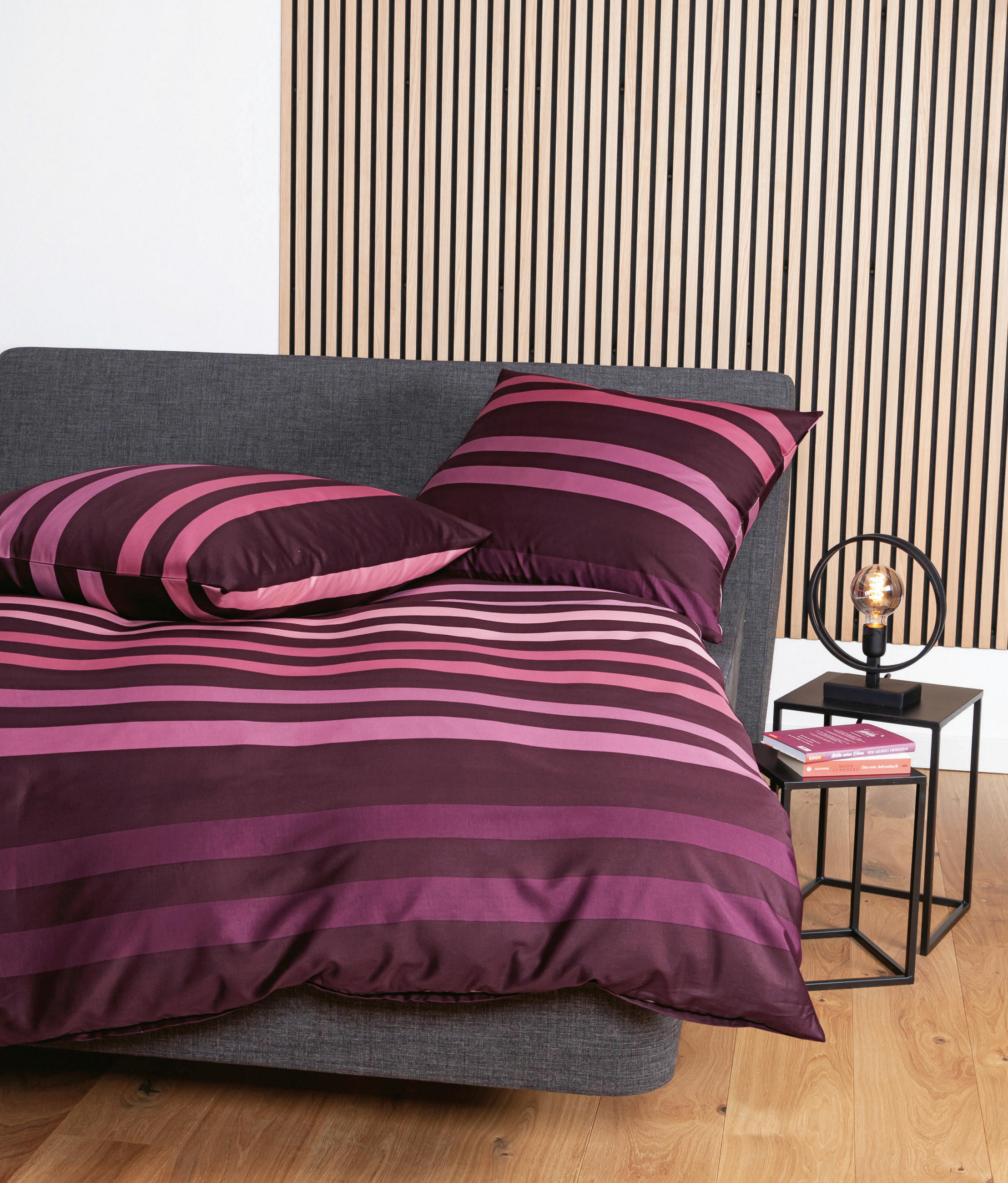BETTWÄSCHE 135/200 cm J.D. Makosatin  - Beere/Weinrot, Design, Textil (135/200cm) - Janine