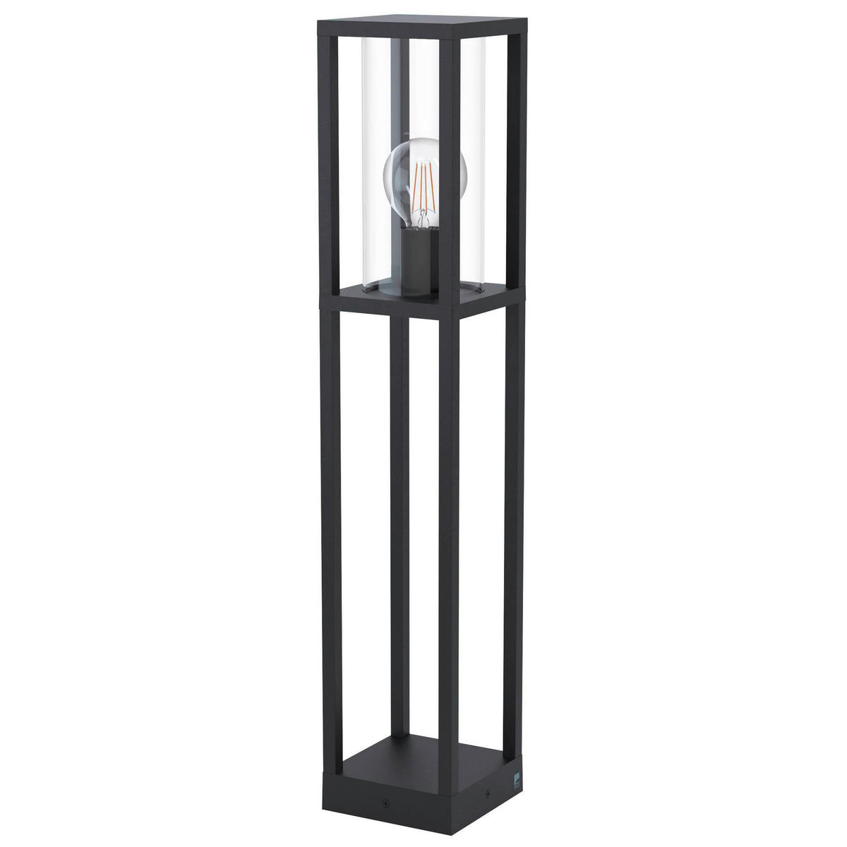 GOLVLAMPA UTOMHUS - klar/svart, Design, metall/glas (15/15/79,5cm) - Eglo