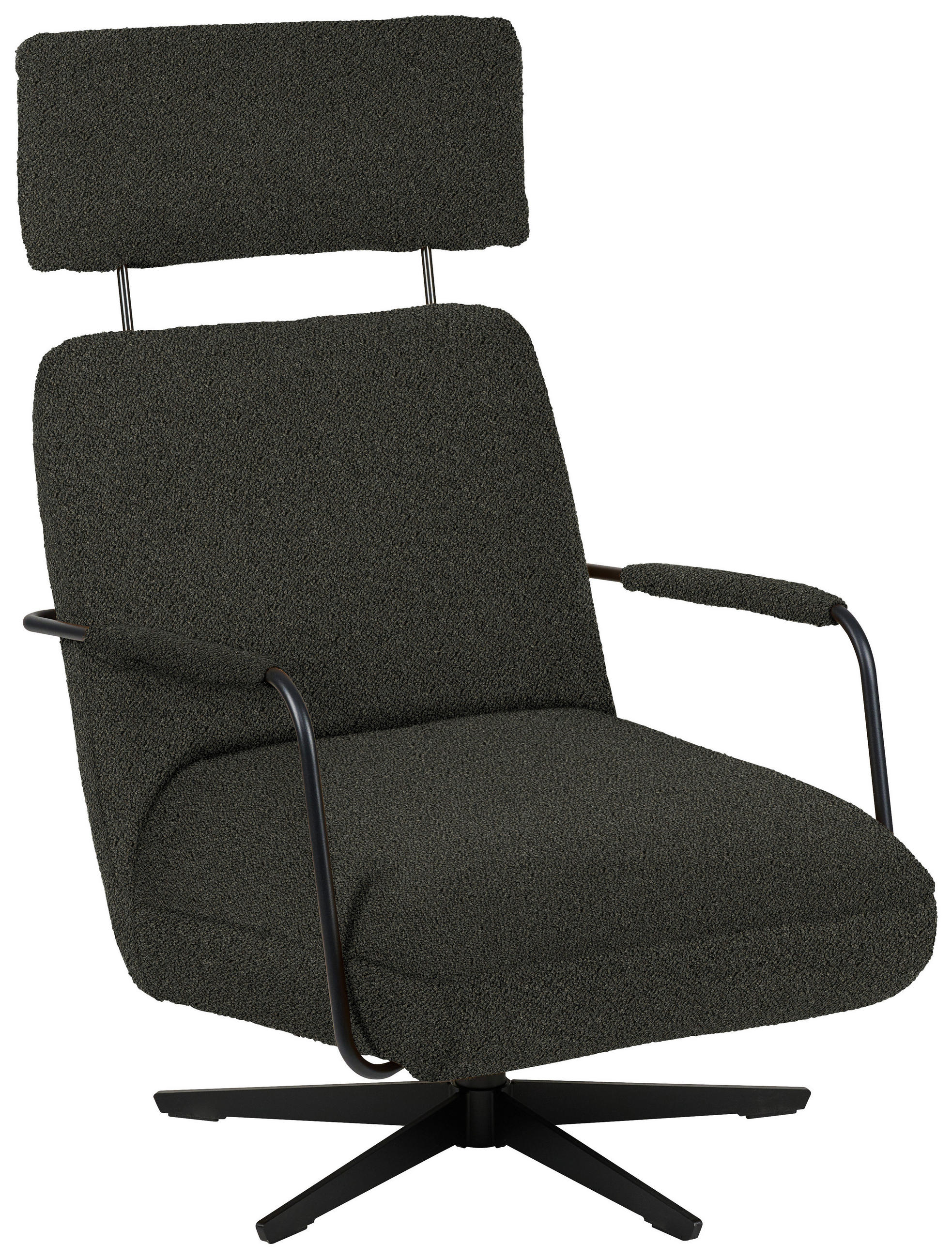 SESSEL in Flachgewebe, Bouclé Schwarz  - Schwarz, Design, Textil/Metall (71/103/91cm) - Koinor