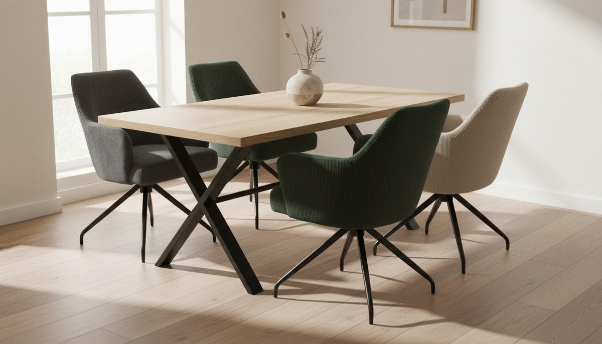 ARMLEHNSTUHL  Sitzfläche 360° drehbar Cord  Grün, Schwarz  - Schwarz/Grün, MODERN, Holz/Textil (58/84/63cm) - Livetastic