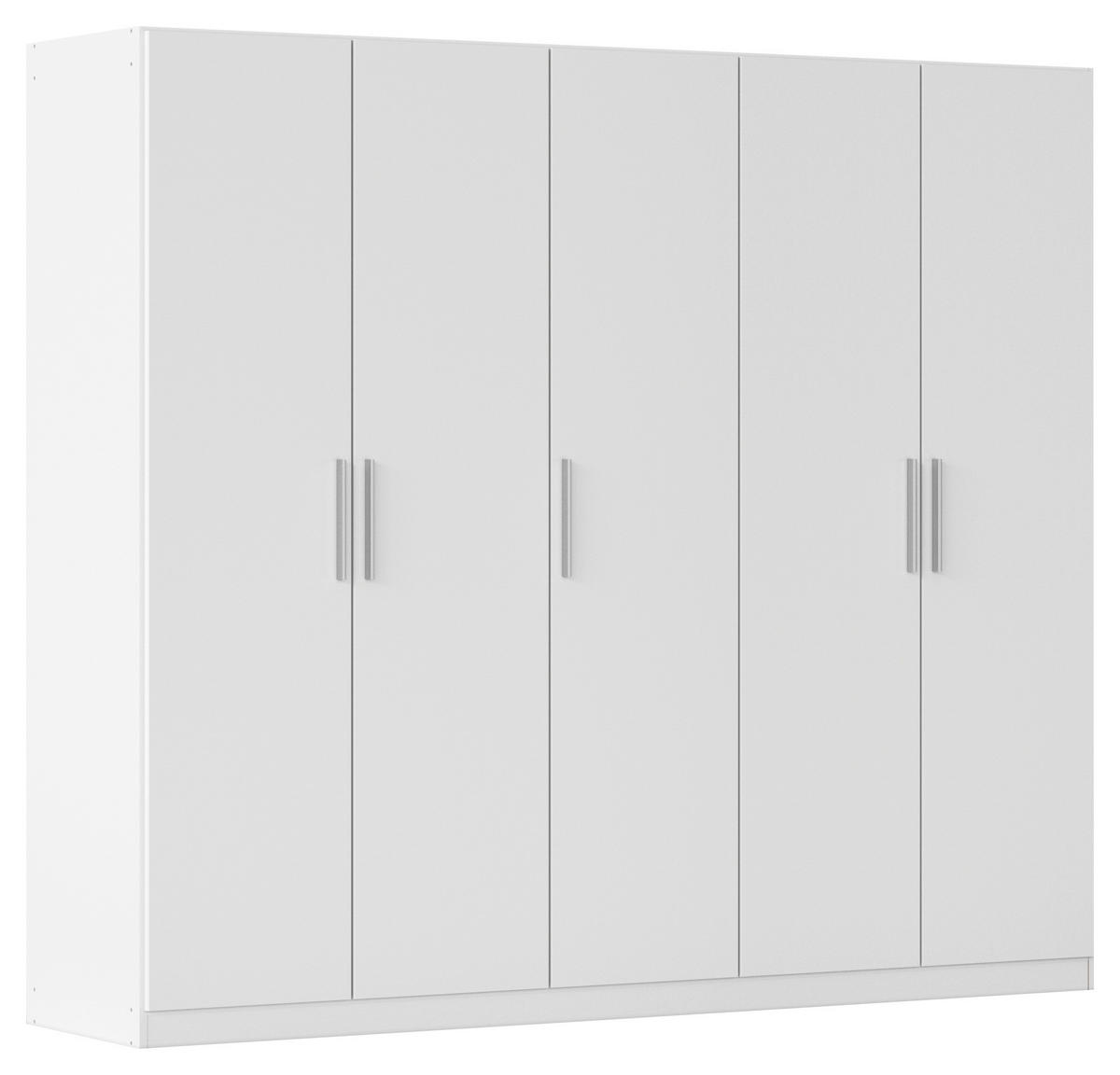 DREHTÜRENSCHRANK 226/197/54 cm,  in Weiß, 5-türig  - Alufarben/Weiß, KONVENTIONELL, Holzwerkstoff/Kunststoff (226/197/54cm) - home24