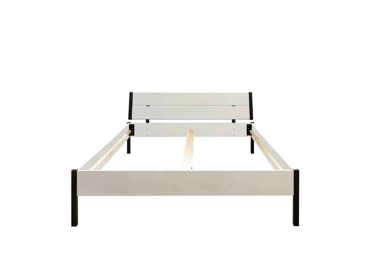 FUTONBETT 140/200 cm  in Weiss   - Weiss/Schwarz, Modern, Holzwerkstoff/Metall (140/200cm) - Livetastic