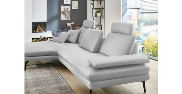 ECKSOFA in Echtleder Weiß 180/310 cm - Schwarz/Weiß, Design, Leder/Metall (180/310cm) - Dieter Knoll
