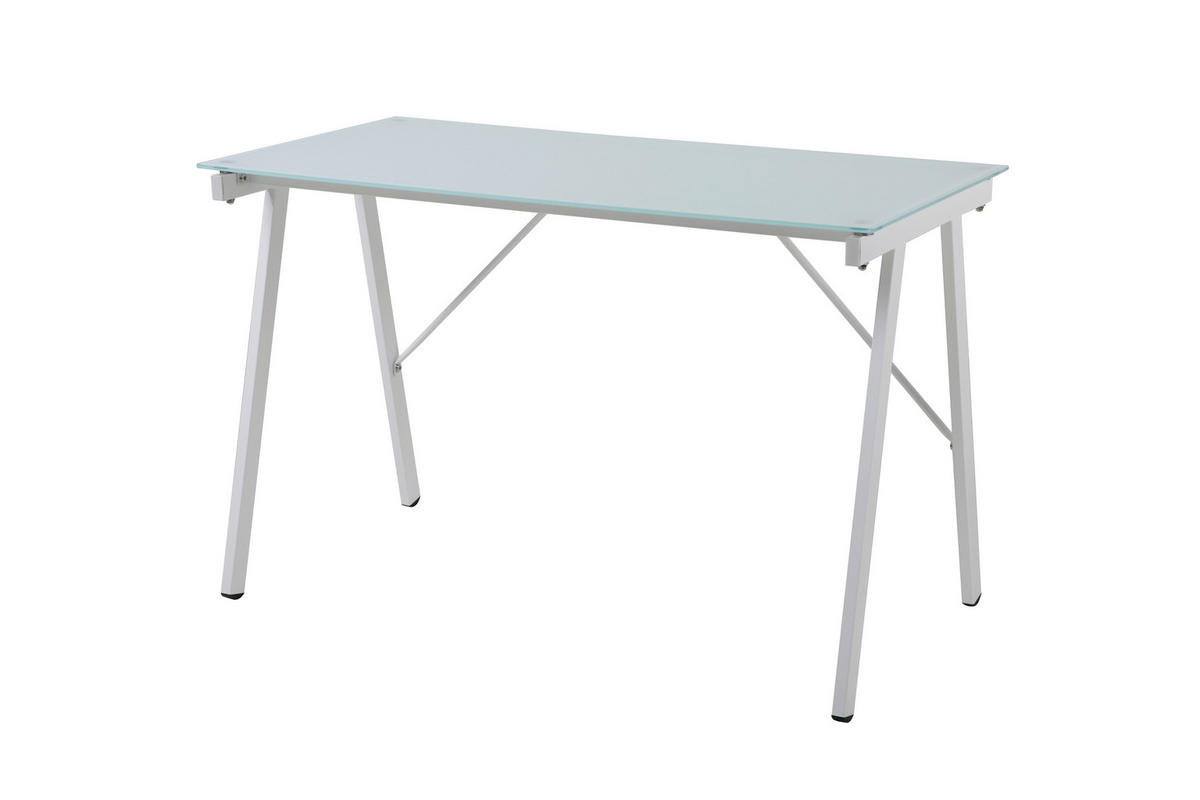 SCHREIBTISCH 113/58/73 cm  in Weiß  - Weiß, Design, Glas/Metall (113/58/73cm) - Livetastic
