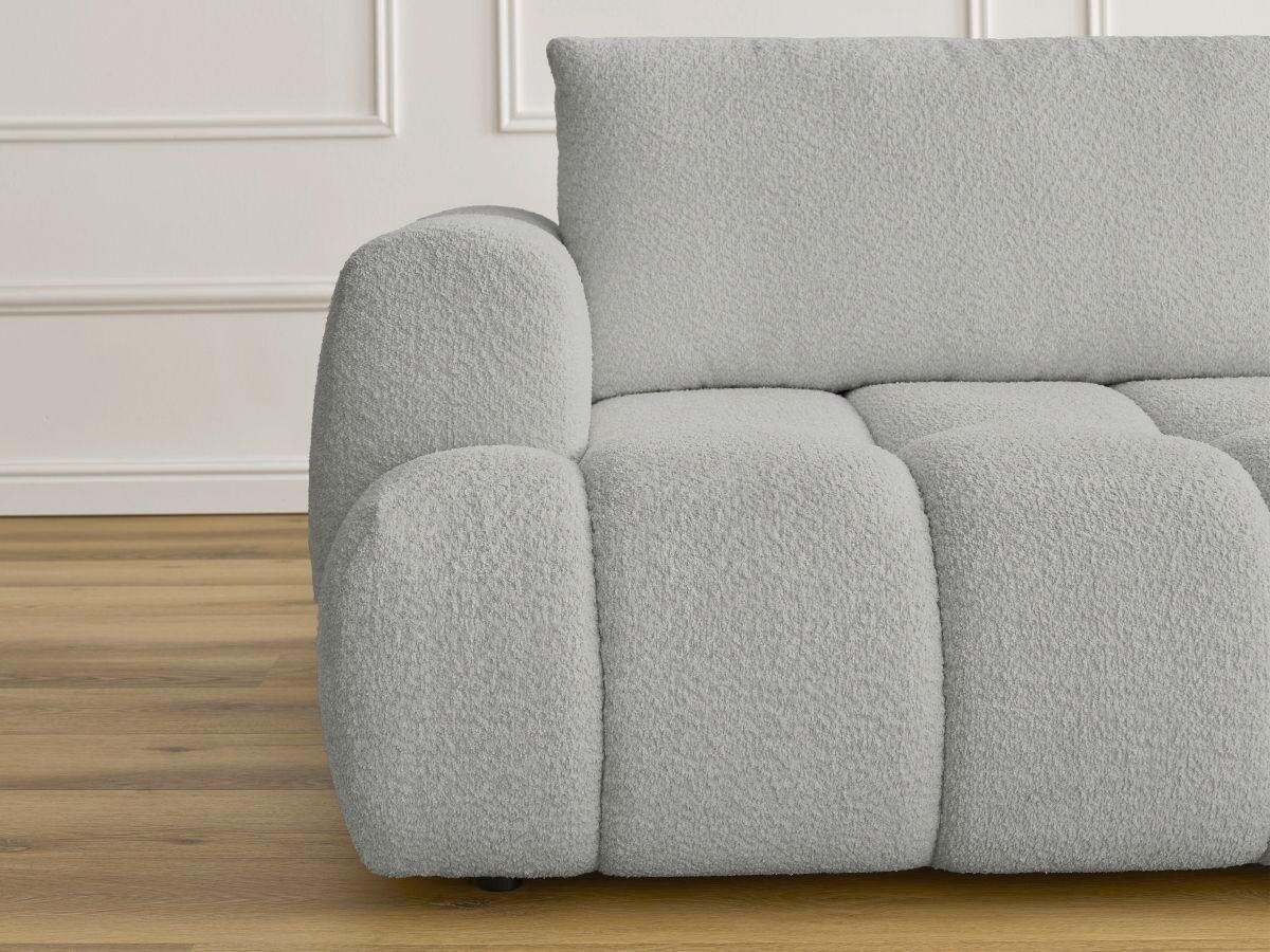 SCHLAFSOFA FUJI Bouclé Hellgrau  inkl.  - Hellgrau/Schwarz, MODERN, Kunststoff/Textil (251/113/88cm)