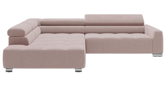 ECKSOFA Rosa Cord  - Chromfarben/Rosa, KONVENTIONELL, Textil/Metall (219/311cm) - Hom`in