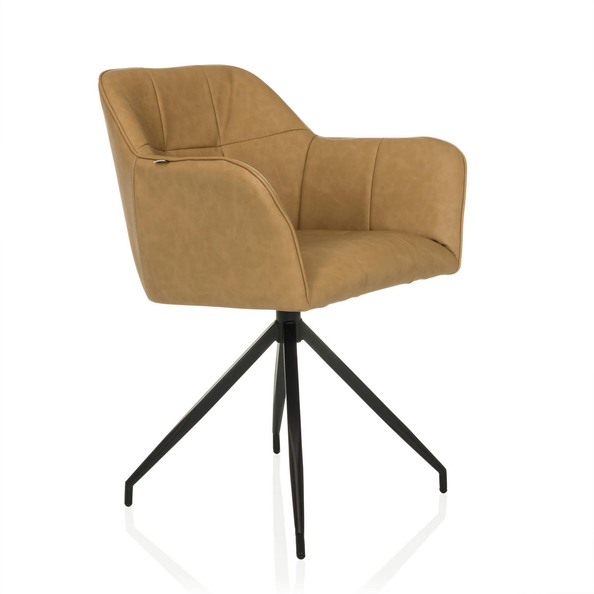 ARMLEHNSTUHL  in Lederlook  - Cognac/Schwarz, MODERN, Leder/Metall (61/90/56cm) - MID.YOU