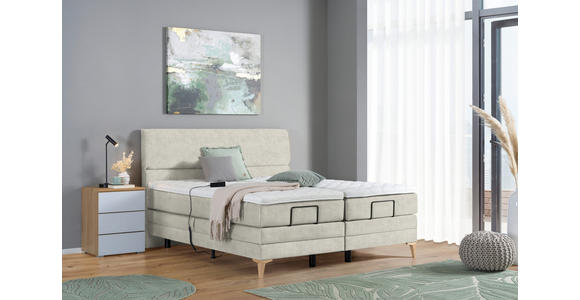 BOXSPRINGBETT 180/200 cm in Ecru - Ecru/Eichefarben, KONVENTIONELL, Holz/Textil (180/200cm) - Voleo