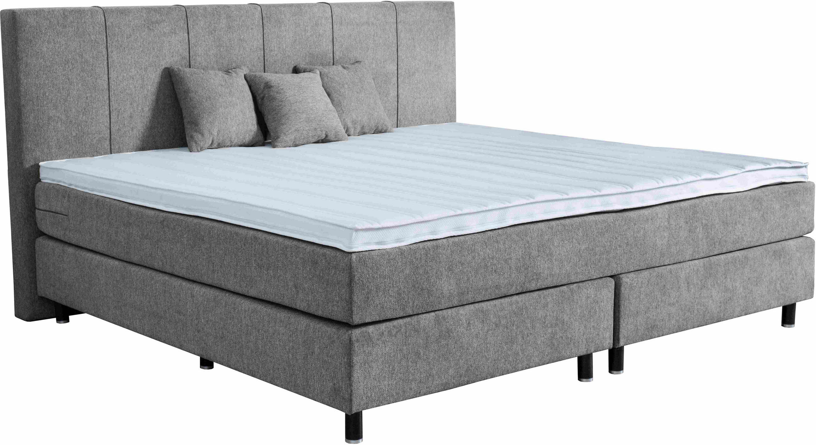 BOXSPRINGBETT 200/200 cm  in Graubraun  - Graubraun/Schwarz, Lifestyle, Holz/Textil (200/200cm) - home24
