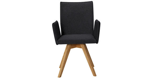 ARMLEHNSTUHL  Stoffauswahl, Typenauswahl Lederlook  - Eichefarben/Schwarz, KONVENTIONELL, Holz/Textil (60/91/61cm) - Moderano