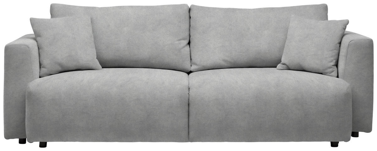 SCHLAFSOFA Velours Hellgrau  - Hellgrau/Schwarz, Design, Kunststoff/Textil (250/92/105cm) - Carryhome