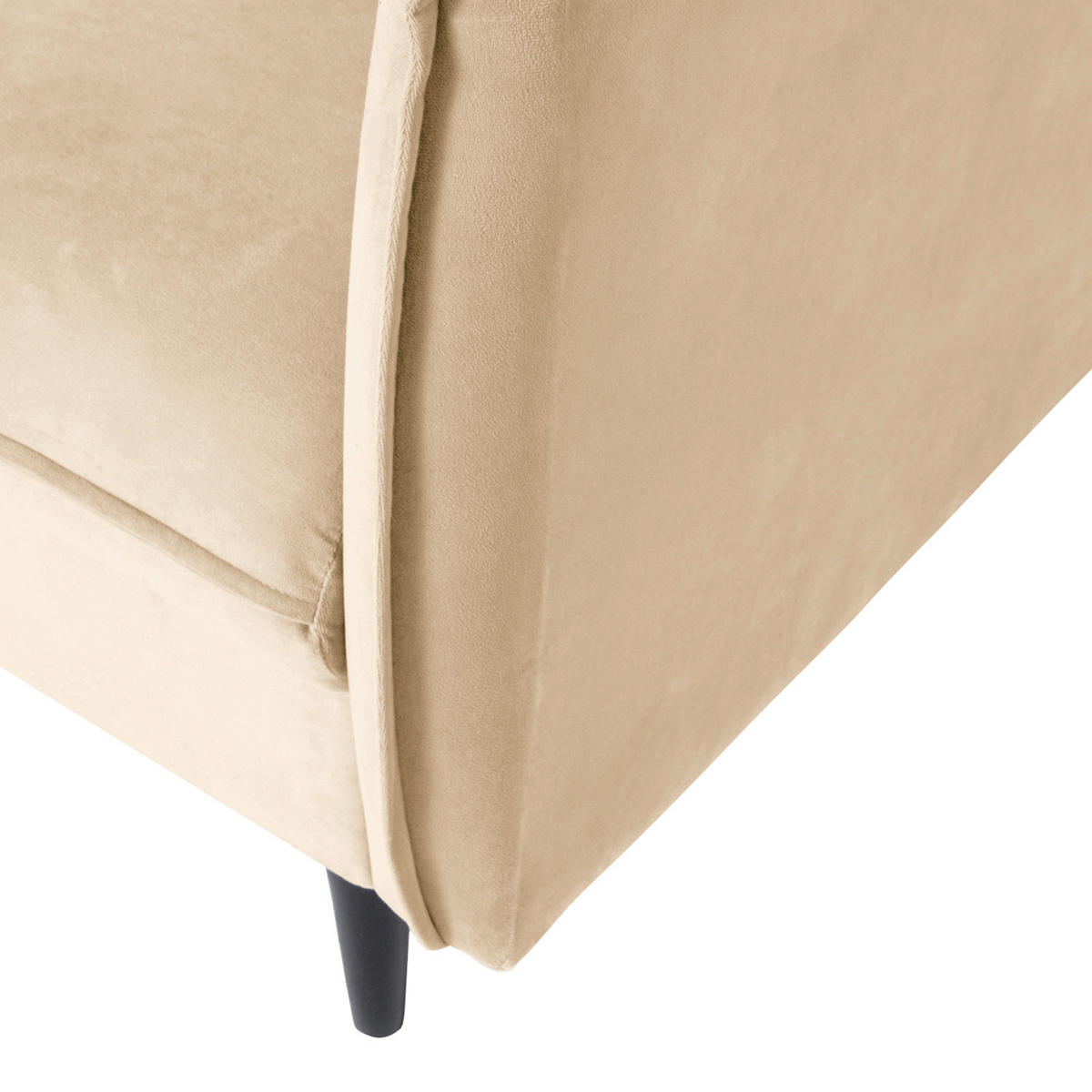 3-SITZER-SOFA JULI in Samt Beige  - Beige/Schwarz, Design, Holz/Textil (203/86/100cm) - P & B
