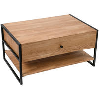 COUCHTISCH Wildeiche vollmassiv 60/90/45 cm rechteckig Wildeiche  - Wildeiche/Schwarz, Trend, Holz/Metall (60/90/45cm) - Boxxx