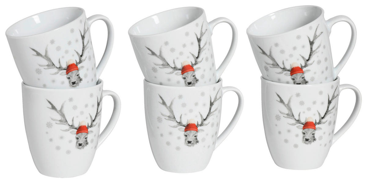 SET KAFFEMUGGAR Hirsch 6 delar  - vit, Basics, keramik - Creatable