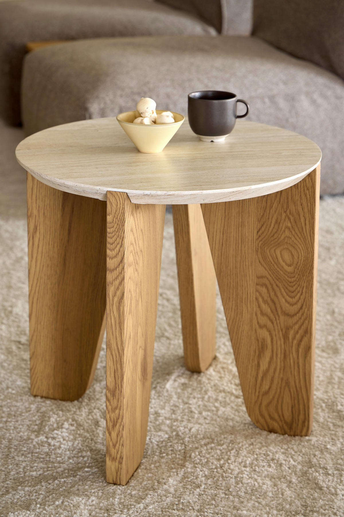 BEISTELLTISCH Beige, Wildeiche rund  - Wildeiche/Beige, Design, Holzwerkstoff (50/50/50cm) - MID.YOU