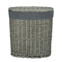 KÔŠ NA BIELIZEŇ, sivá - sivá, Basics, drevo/textil (44/30/48cm) - Ambia Home