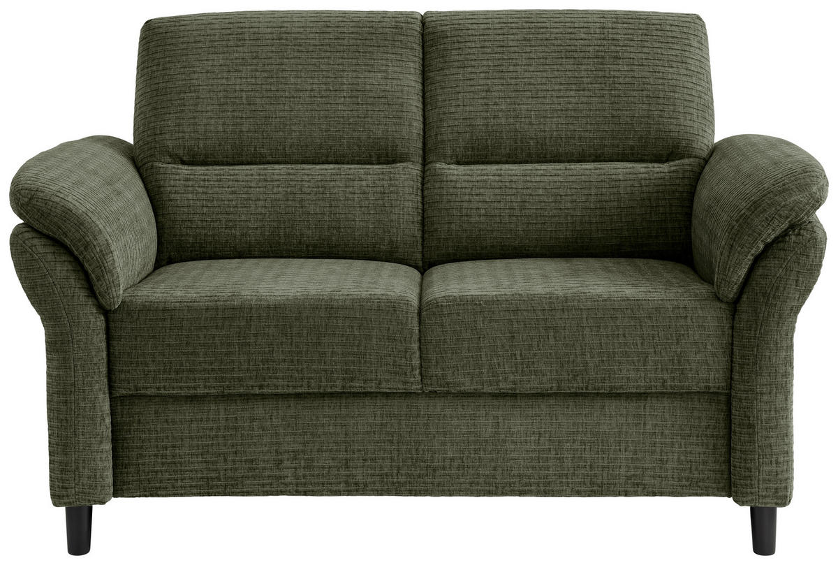 2-SITZER-SOFA Mikrofaser Olivgrün  - Schwarz/Olivgrün, MODERN, Holz/Textil (147/90/89cm) - Livetastic