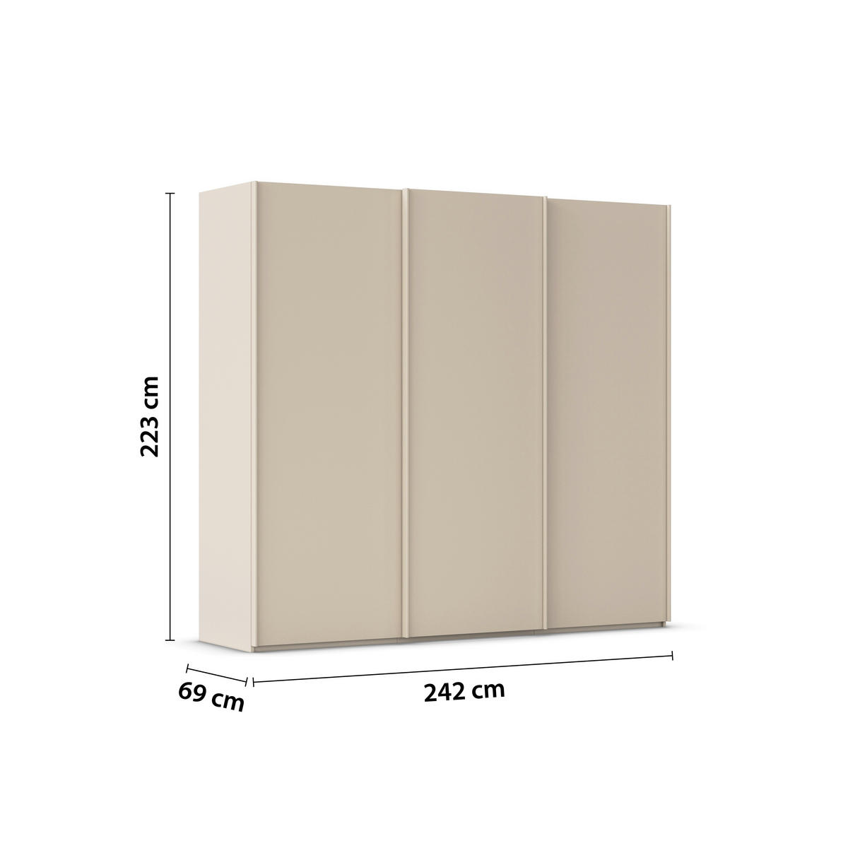 SCHWEBETÜRENSCHRANK 242/223/69 cm,  in Champagner, 3 Tür(en)  - Champagner, Basics, Holzwerkstoff/Metall (242/223/69cm) - Rauch Möbel