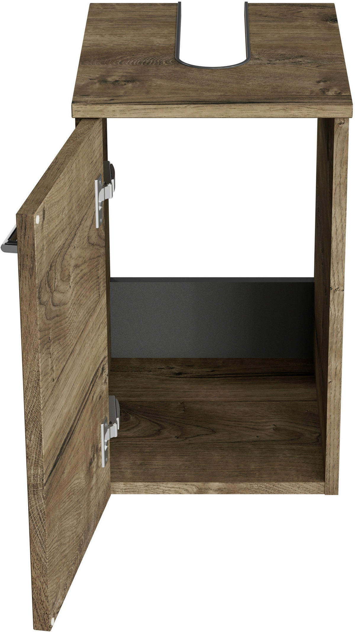 WASCHBECKENUNTERSCHRANK 30/49,8/38,3 cm  - Eiche dunkel/Chromfarben, KONVENTIONELL, Holzwerkstoff/Metall (30/49,8/38,3cm) - Sadena