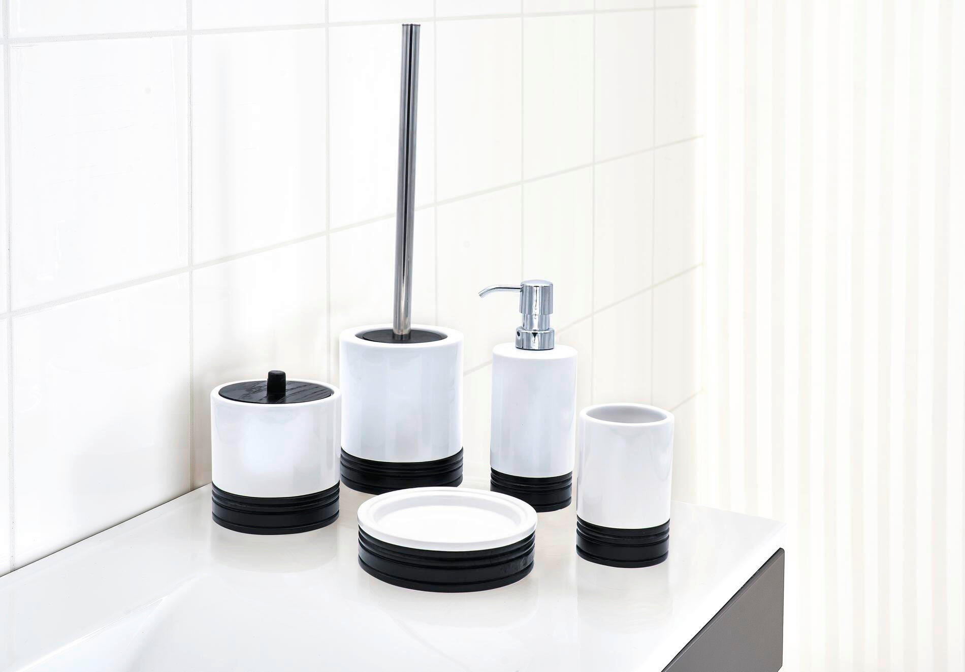 MÝDLENKA černá, bílá - bílá/černá, Basics, dřevo/keramika (13,3/4cm) - Sadena