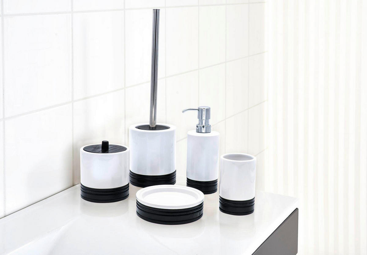 MÝDLENKA černá, bílá - bílá/černá, Basics, dřevo/keramika (13,3/4cm) - Sadena