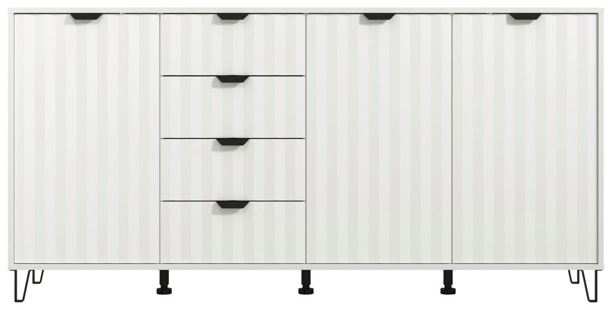TÁLALÓSZEKRÉNY 182,5/90,5/40 cm  - fekete/fehér, Basics, faalapú anyag/fém (182,5/90,5/40cm) - Xora