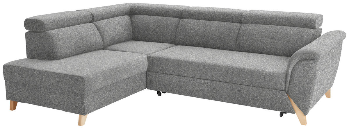 ECKSOFA in Bouclé Grau  200/265 cm  - Naturfarben/Grau, KONVENTIONELL, Holz/Textil (200/265cm) - Stylife