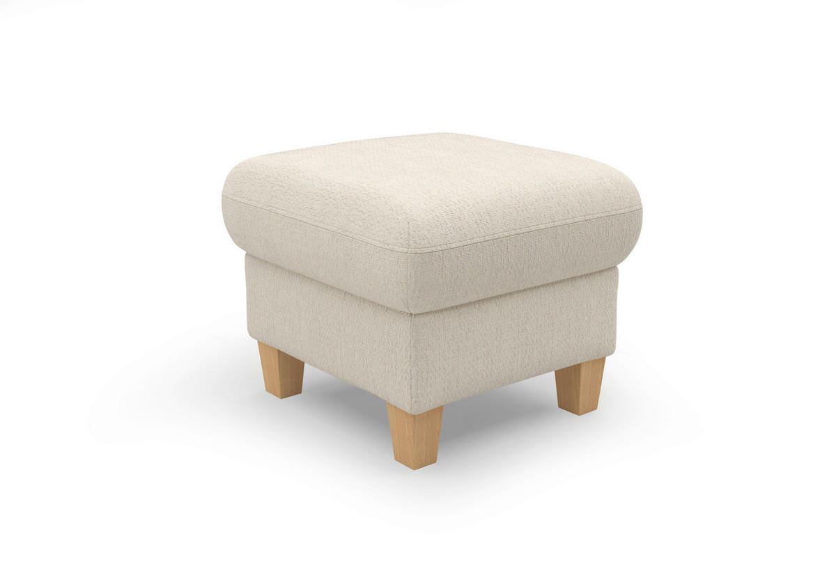HOCKER GLENDALE E Chenille Sandfarben  - Sandfarben/Eichefarben, KONVENTIONELL, Holz/Textil (58/48/58cm) - Sit & More