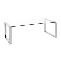 COUCHTISCH Sicherheitsglas 120/60/40 cm rechteckig Edelstahlfarben  - Edelstahlfarben, Design, Glas/Metall (120/60/40cm)