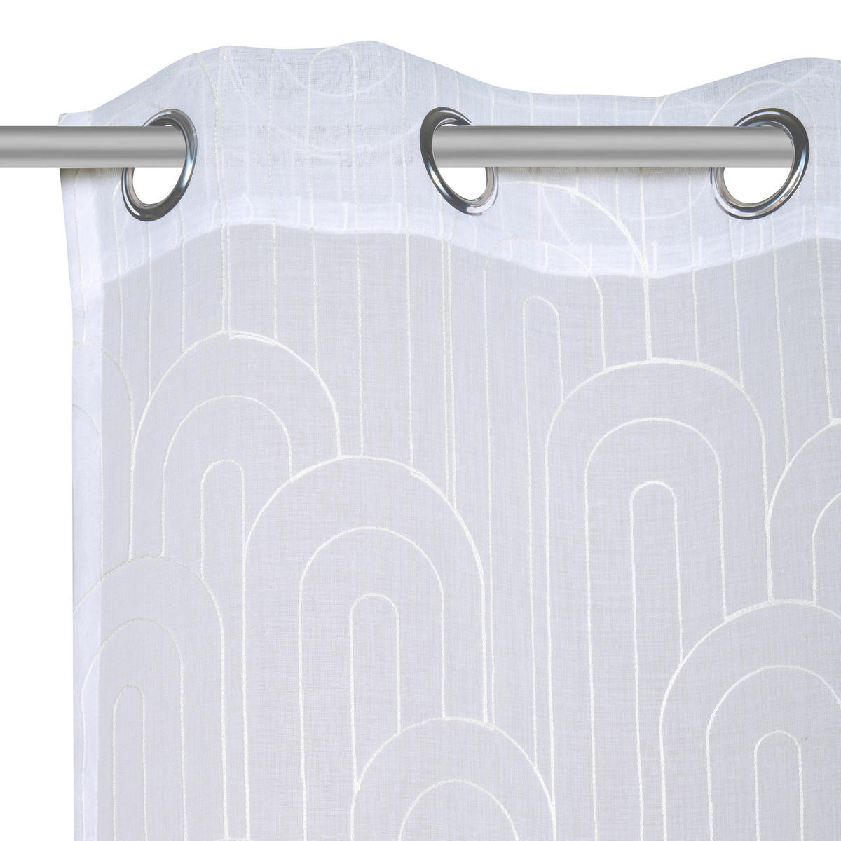 ZAVESA SA KARIKAMA bela - bela, Dizajnerski, tekstil (140/245cm) - Esposa