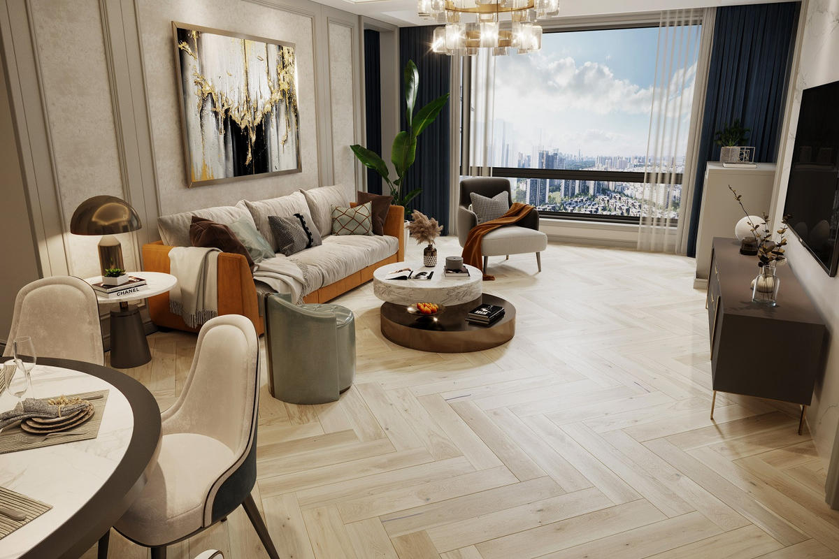 FISCHGRÄT Eiche Salt  per  m² - Eichefarben, Design, Holz (72,5/13/1,4cm) - Ambiente