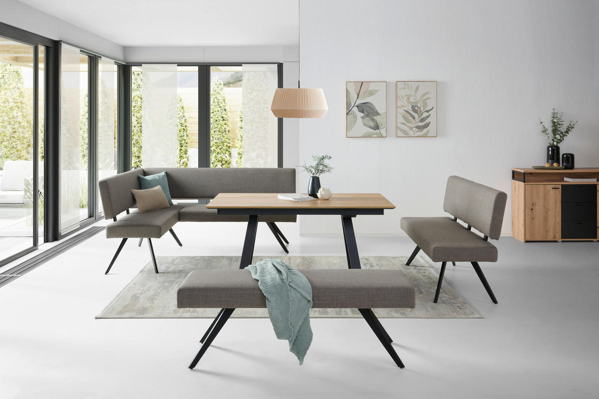 ECKBANK 150/190 cm  in Hellgrau  - Hellgrau/Schwarz, KONVENTIONELL, Textil/Metall (150/190cm) - MID.YOU