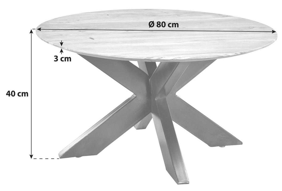 COUCHTISCH in Holz, Metall 80/80/40 cm  - Schwarz/Naturfarben, Basics, Holz/Metall (80/80/40cm)