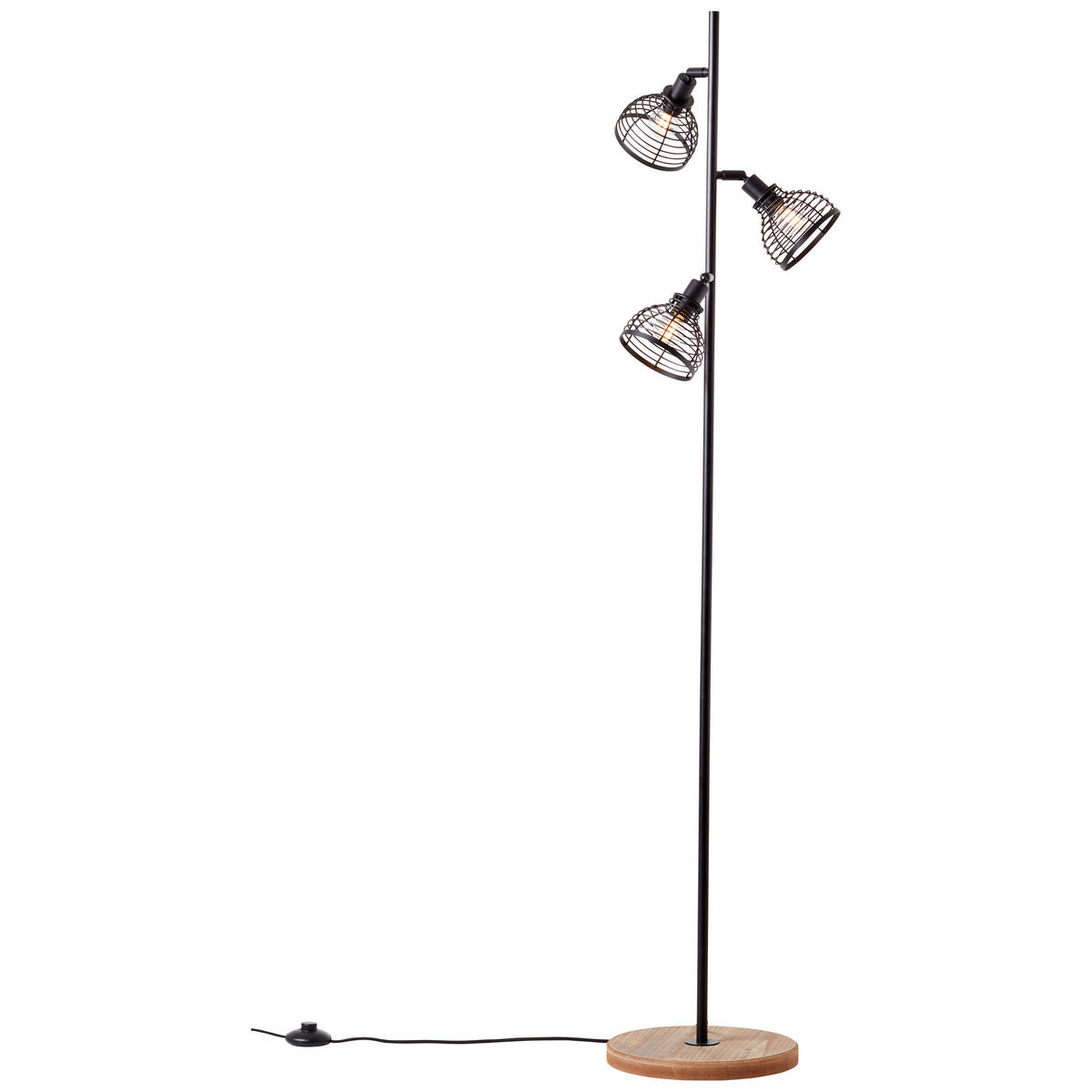 STEHLEUCHTE - Schwarz, Natur, Holz/Metall (20/153,5cm) - Brilliant
