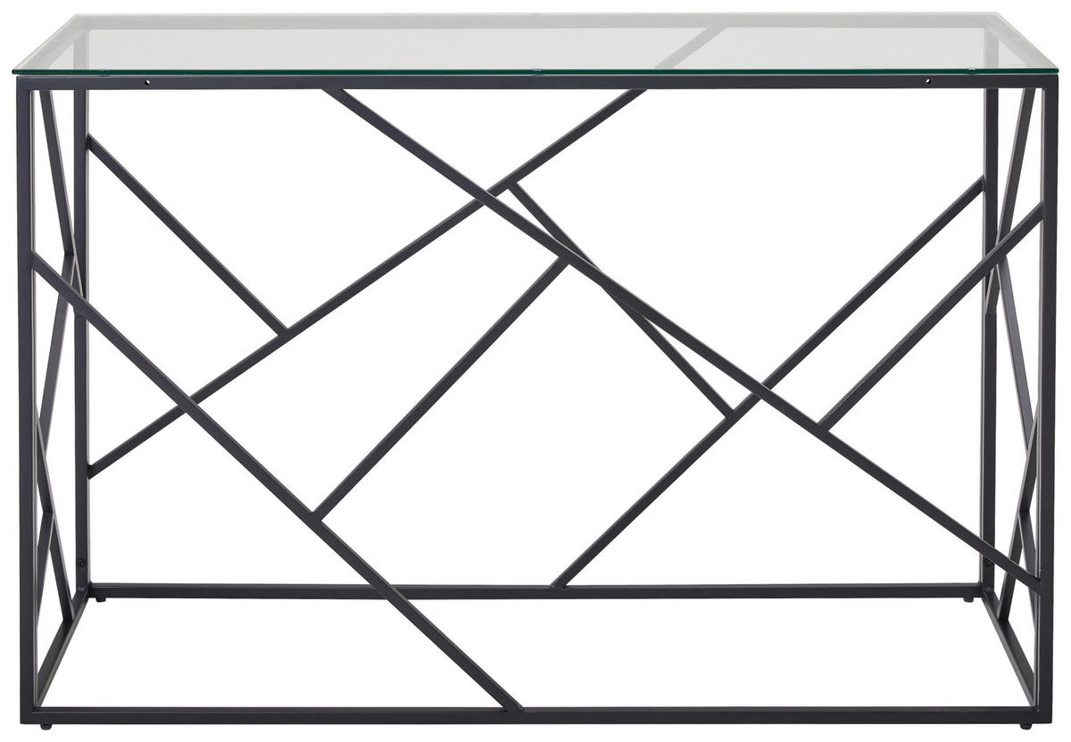 KONSOLENTISCH in Metall, Glas 120/45/77 cm   - Klar/Schwarz, Trend, Glas/Metall (120/45/77cm) - Xora