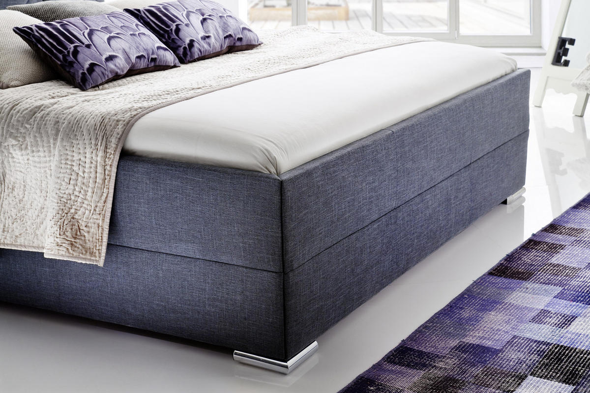 POLSTERBETT CHICAGO 180/200 cm  in Anthrazit  - Chromfarben/Anthrazit, KONVENTIONELL, Textil/Metall (180/200cm) - Livetastic