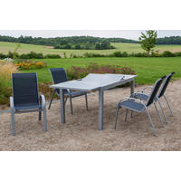 GARTENSET Aluminium  - Silberfarben/Schwarz, MODERN, Textil/Metall - Gardenson
