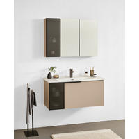 BADEZIMMER 3-teilig  in  - Weiß Hochglanz/Beige, MODERN, Glas/Keramik (100/114/45cm) - MID.YOU
