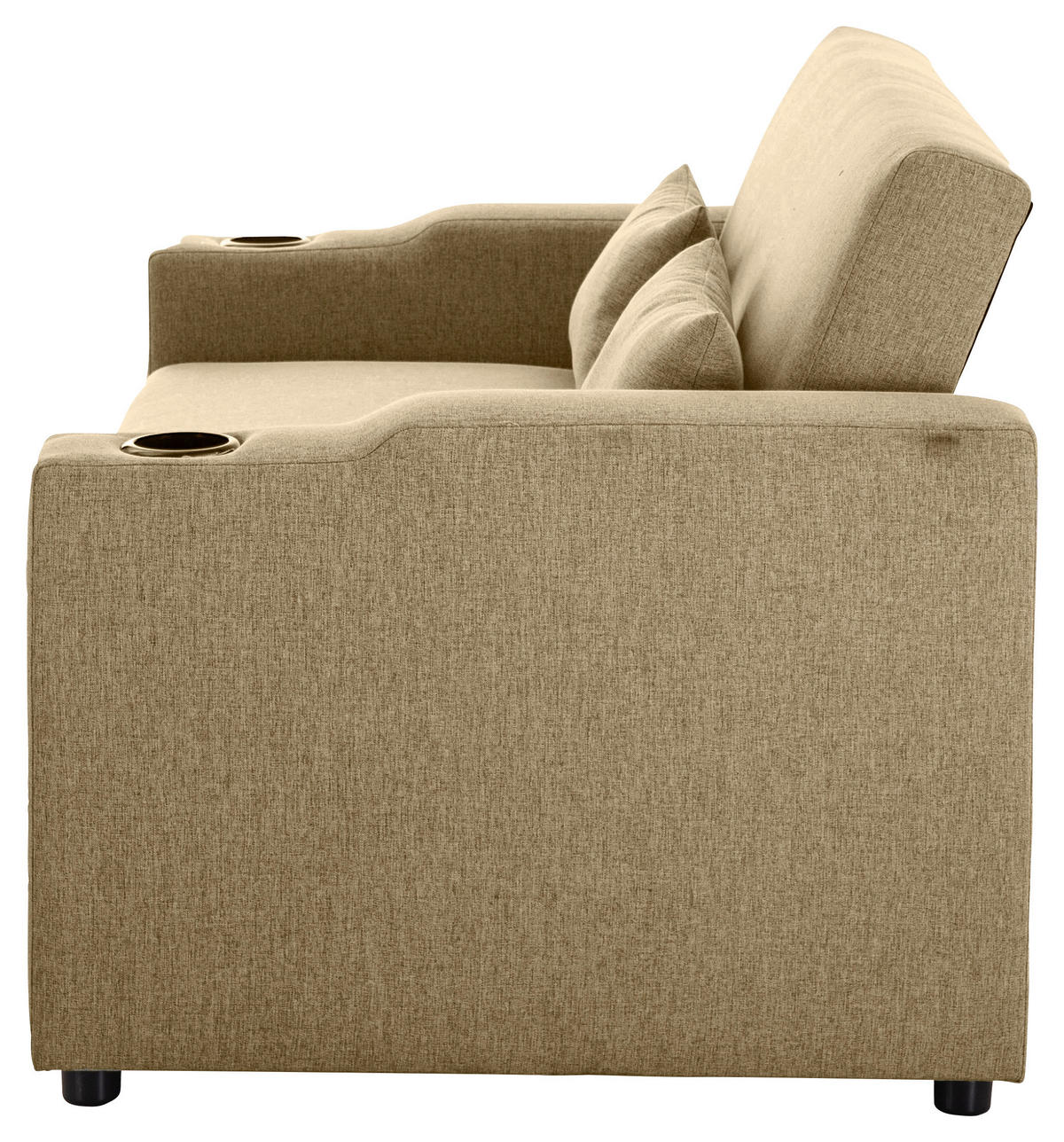 SCHLAFSOFA in Leinenoptik Khaki  - Khaki/Schwarz, Basics, Kunststoff/Textil (150/91/85cm) - P & B