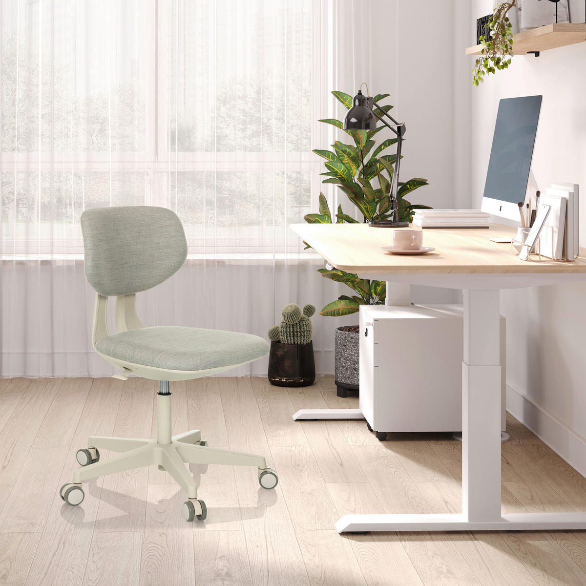 OTOČNÁ ŽIDLE PRO MLÁDEŽ, šedá - šedá/šedobílá, Moderní, textil/plast (51/72 - 87/51cm) - MID.YOU