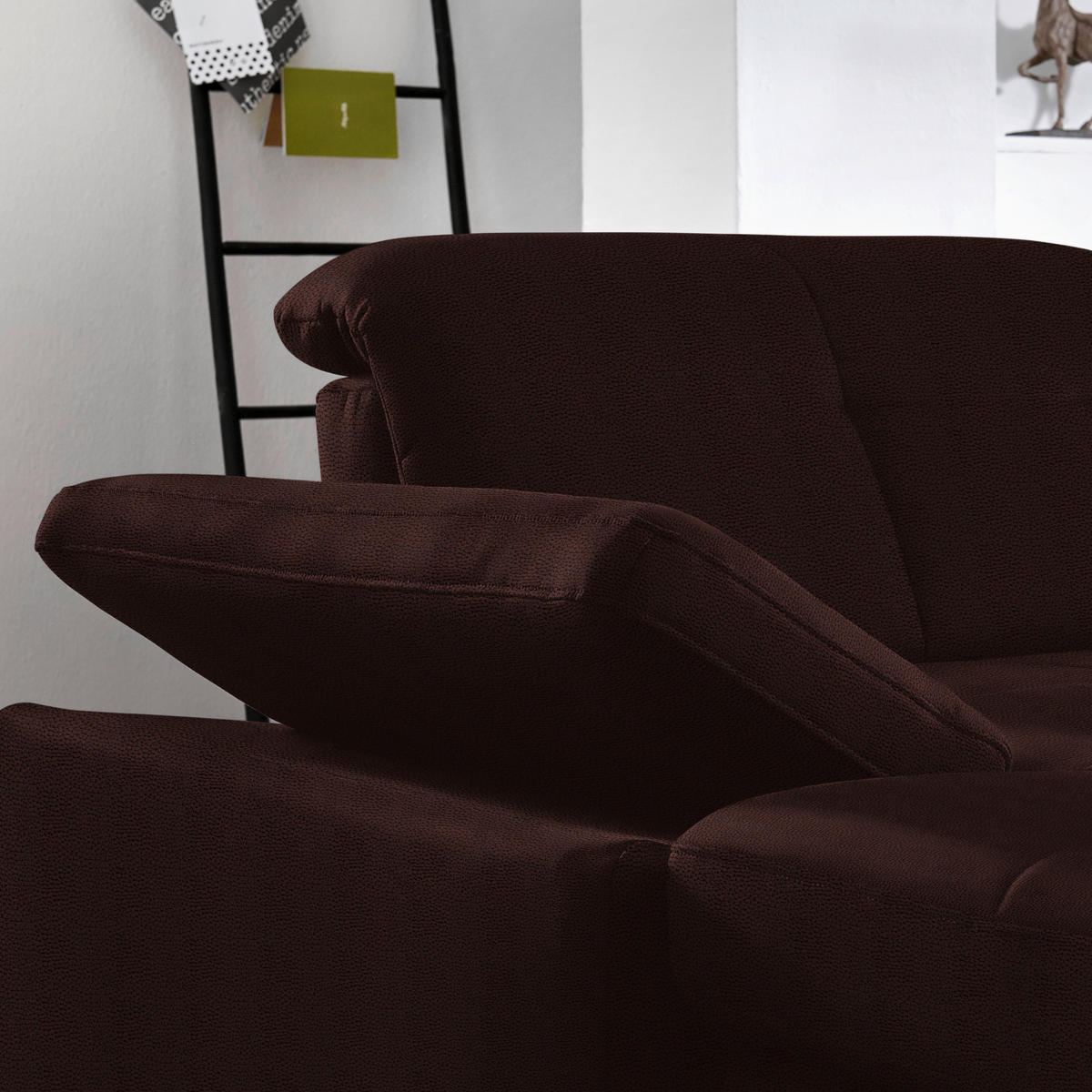ECKSOFA  in Flachgewebe Dunkelbraun  309/195 cm  - Chromfarben/Dunkelbraun, Design, Textil (309/195cm) - Beldomo Style